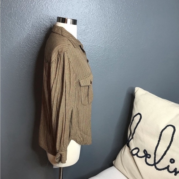 Ralph Lauren brown button front blouse size 6P - Picture 2 of 5